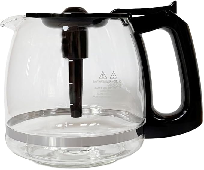 12 Cup Coffee Carafe Replacement, Compatible with Mr. Coffee Compatible Black&Decker Coffee Maker With Heads Three Different Heights, Universal Carafe Coffee Maker Pot Accessory, Black