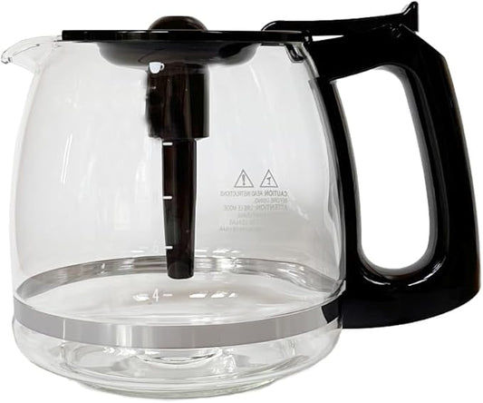 12 Cup Coffee Carafe Replacement, Compatible with Mr. Coffee Compatible Black&Decker Coffee Maker With Heads Three Different Heights, Universal Carafe Coffee Maker Pot Accessory, Black
