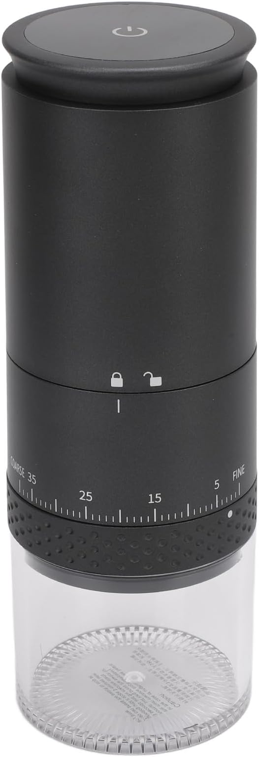 Coffee Bean Grinder, USB Quick Charging Coffee Grounder Removable Chamber for Travel (Black)