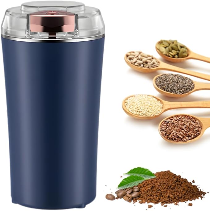 Electric Coffee Grinder, 2026 CoffeeBean and Spice Grinder, Portable Spice Grinder with Heavy Duty Stainless Steel Grind Blades for Home Kitchen (Blue)