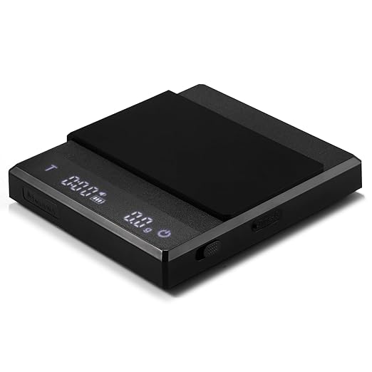 Rechargeable Coffee Scale with Timer - Large Digital Pour-Over Scale, 2kg/0.1g Precision for Espresso Weight, Drip, Auto Tare, Brew Ratio, 3 Modes, 1500mAh for Long Standby, Black