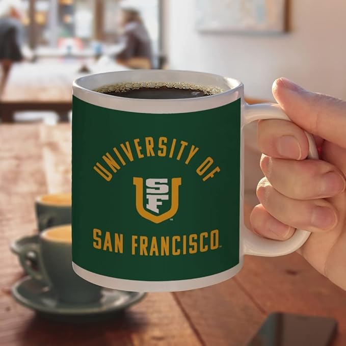 University of San Francisco Dons Logo Ceramic Coffee Mug, Novelty Gift Mugs for Coffee, Tea and Hot Drinks, 11oz, White