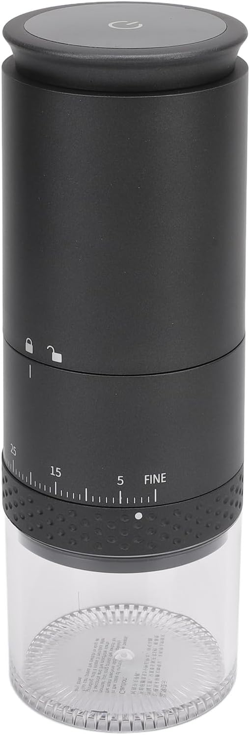 Coffee Bean Grinder, USB Quick Charging Coffee Grounder Removable Chamber for Travel (Black)