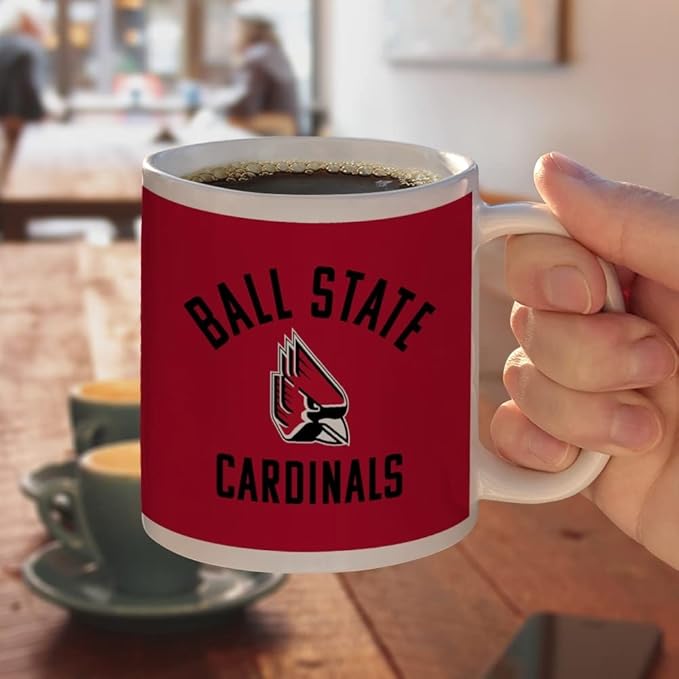 Ball State Cardinals Logo Ceramic Coffee Mug, Novelty Gift Mugs for Coffee, Tea and Hot Drinks, 11oz, White