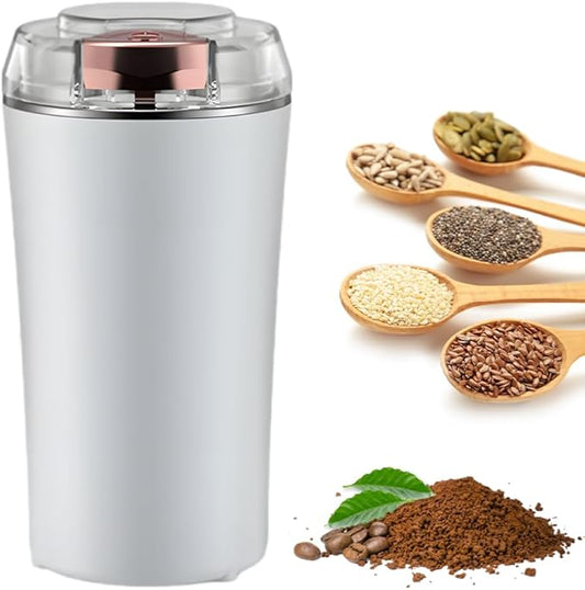 Electric Coffee Grinder, 2026 CoffeeBean and Spice Grinder, Portable Spice Grinder with Heavy Duty Stainless Steel Grind Blades for Home Kitchen (White)