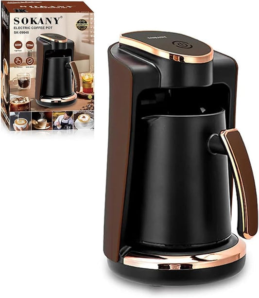 Zunate Electric Turkish Greek Coffee Maker 550W, 250ML Single Cup Machine with Included Cup & Spoon for Home, Office, Travel Brewing