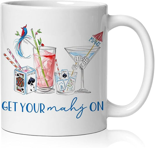 Mahjong Cocktail mug Gifts for Mah Jong Lover Players,mahjong gifts for women,Mah jong Accessories Ceramic Coffee Tea Mug 11 oz