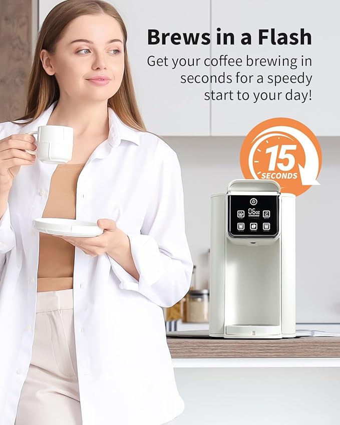 KIDISLE Hot & Iced Coffee Maker with Bold Setting, Single Serve Coffee Maker for K Cup and Grounds, 6-14 Oz Brew Sizes, 50 Oz Removable Water Tank, One Cup Coffee Machine with Reusable Filter, White