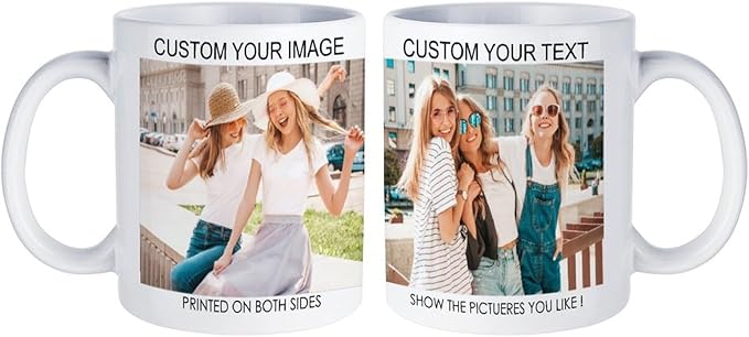 Custom Mug with Picture Logo Text Personalized Coffee Mug White ceramic mug Photo Mugs With Names Gifts for Men Women