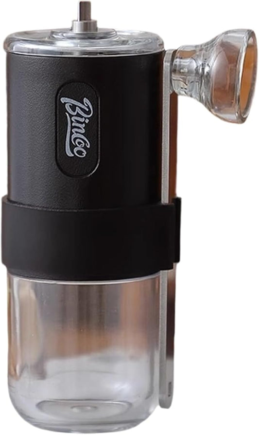 Manual Coffee Grinder, Portable Adjustable Bean Mill Small Hand-Cranked Coffee Grinding Tool for Home Travel (Black)