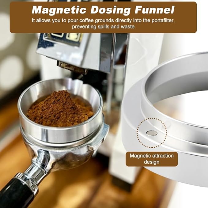 51mm Espresso Accessories Kit, 2-in-1 Coffee Distributor & Tamper Leveler with Magnetic Dosing Funnel and WDT Tool for 51mm Portafilter, 5-Piece Barista Tool Set