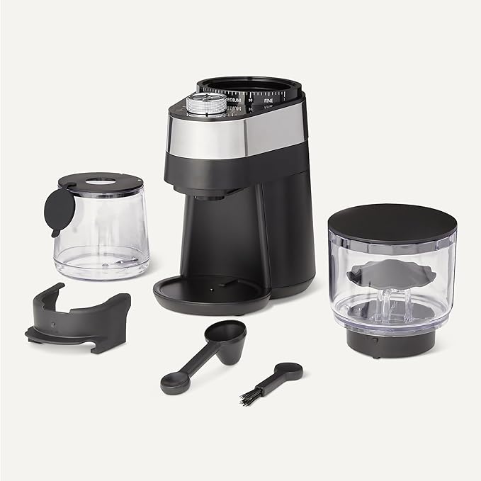 Amazon Basics Electric Burr Coffee Grinder with 30 Grind Settings for French Press and Espresso, 6.5-Ounce Hopper, Black