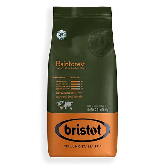 Bristot Rainforest Alliance Certified Coffee Beans – Medium Roast Italian Espresso – Whole Bean – 2.2 lb (1kg)