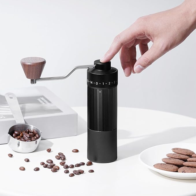 Manual Coffee Grinder, Hxswkk Hand Coffee Bean Grinder with 6-star Stainless Steel Burr for Espresso, Moka, Pour Over, French Press, External Adjustable Setting, for Camping Travel Home Office
