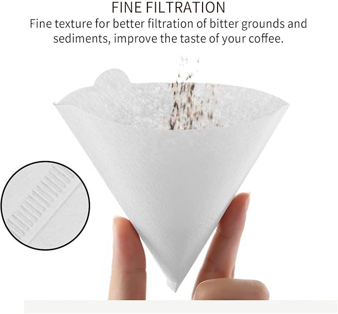 Clinuse Cone Coffee Filters #2, 200 Count White Size 02 Coffee Filter, Disposable Natural Paper Filters 2-4 Cup, 02 Cone Filters for Pour Over and Drip Coffee Maker