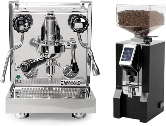Rocket Espresso Mozzafiato R Espresso Machine and Eureka Mignon XL Grinder Bundle (Black)