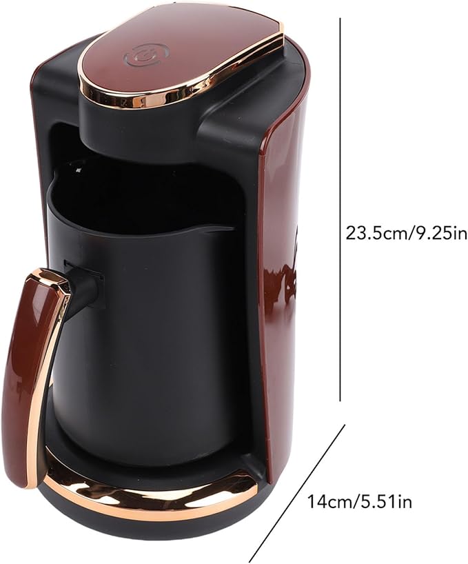 Zunate Electric Turkish Greek Coffee Maker 550W, 250ML Single Cup Machine with Included Cup & Spoon for Home, Office, Travel Brewing