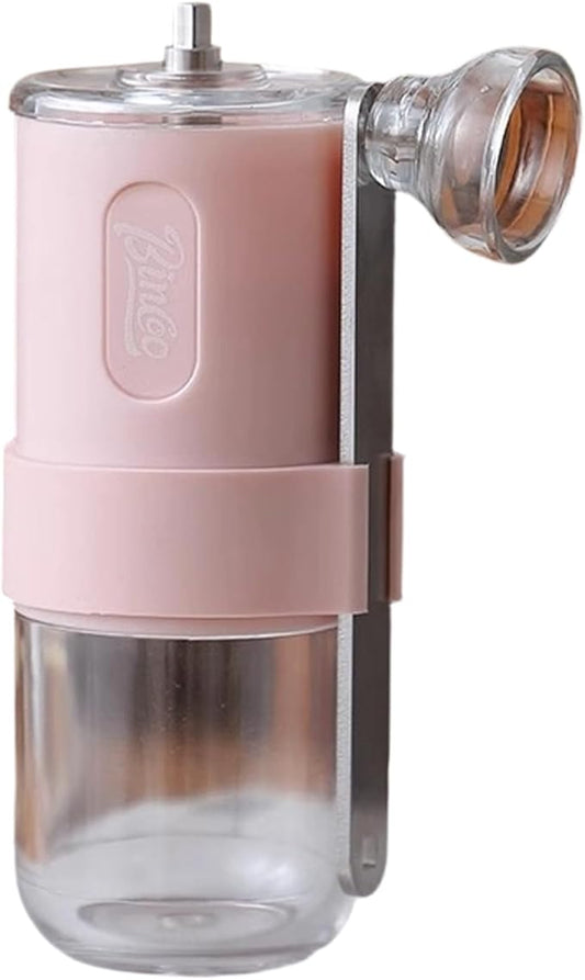 Manual Coffee Grinder, Portable Adjustable Bean Mill Small Hand-Cranked Coffee Grinding Tool for Home Travel (Pink)