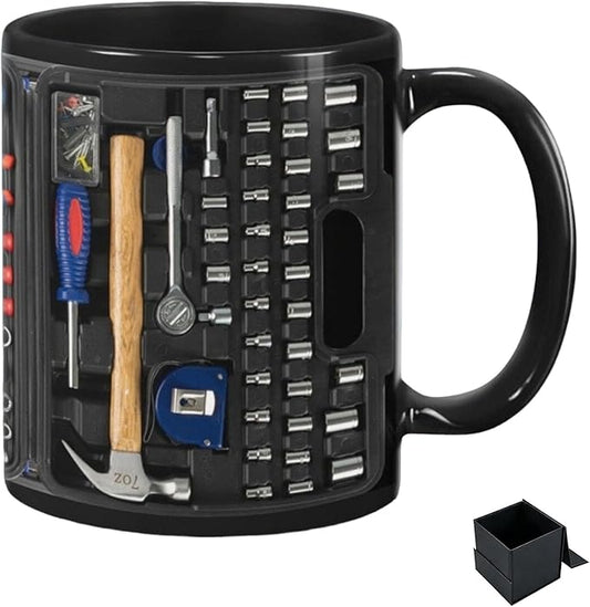 2026 New Mechanic Tool Kit with Fun 3D Printed Pattern Mug, 11oz Ceramic mechanical toolbox coffee cup Set, Perfect for Birthdays, Valentine's Day, and Father's Day (F)
