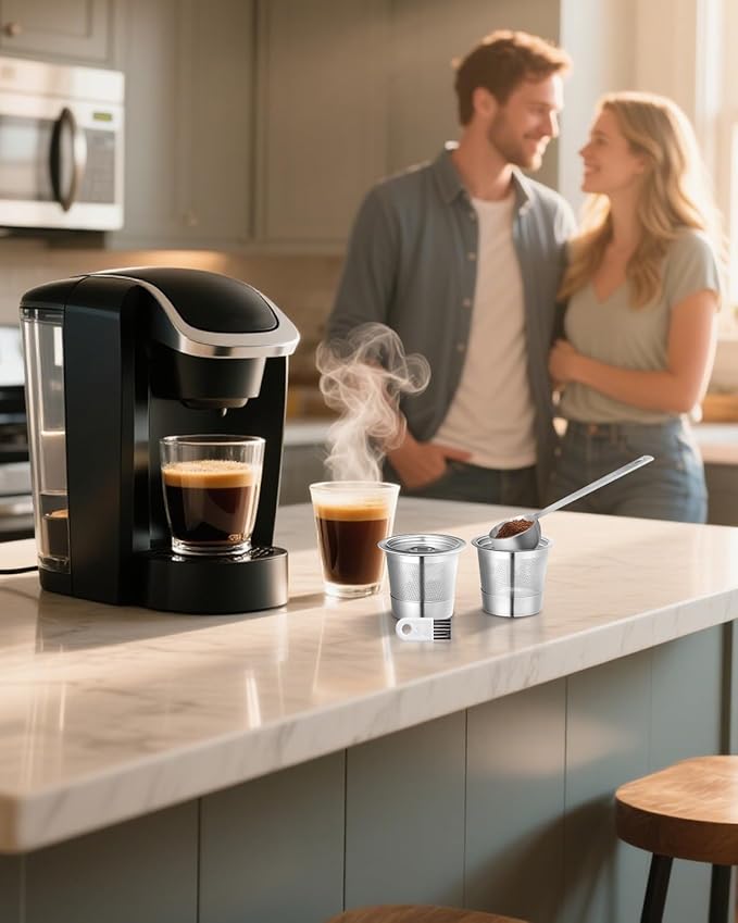 2 Pack Reusable K Cups for Keurig 1.0 - Stainless Steel K Cup Reusable Coffee Pods with Metal Scoop, Brush & 4 Extra Seals - Refillable Coffee Filters for K-Classic, K-Mini & K-Elite(Not for 2.0)