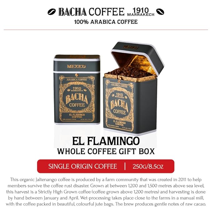 Bacha Coffee | El Flamingo Single Origin, Whole Beans, Medium Roast, 100% Arabica Specialty Coffee, 250g Signature Nomad Collection, Gift Box
