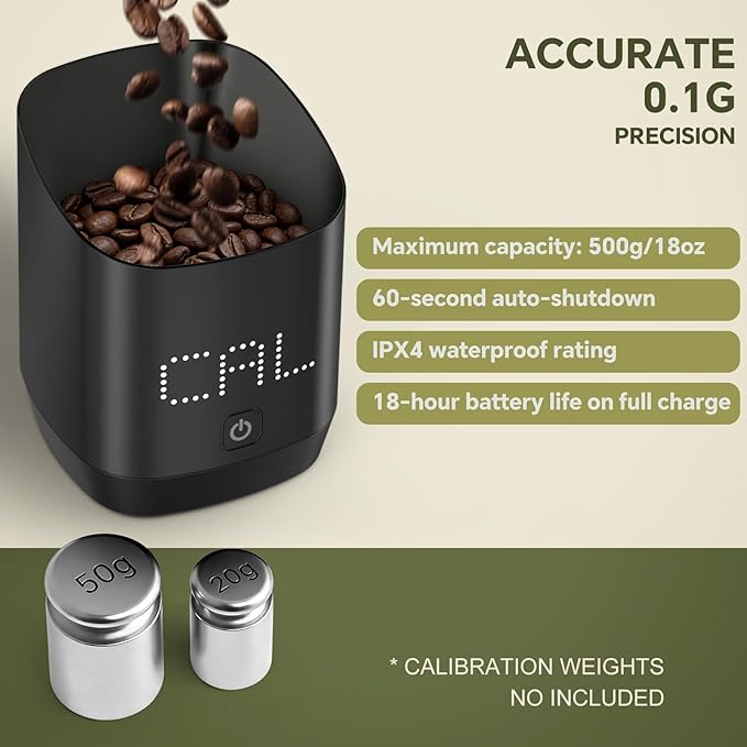 Digital Dosing Cup for Espresso with LED Scale - High Precision Coffee Grounds Measurer, Barista-Strength Brewing Accessory & Perfect Coffee Lover Gift (Black, Sleek Design)