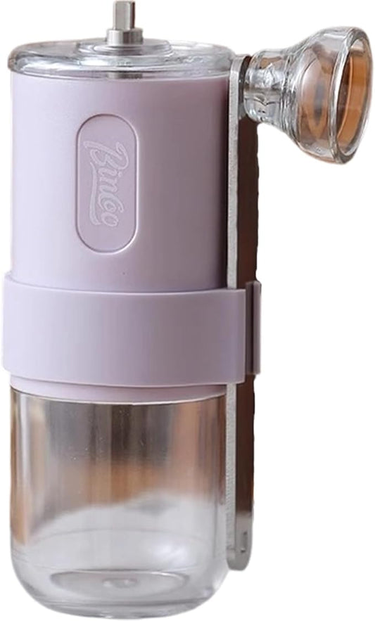 Manual Coffee Grinder, Portable Adjustable Bean Mill Small Hand-Cranked Coffee Grinding Tool for Home Travel (Purple)