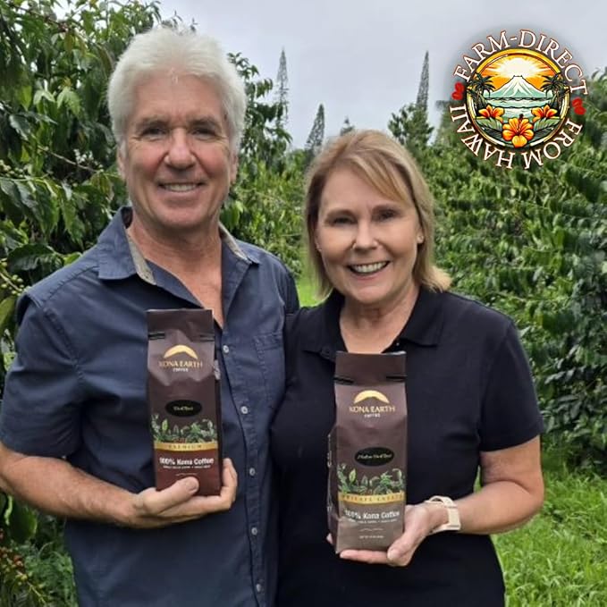 KKONA EARTH 100% Kona Coffee, Dark Roast, Whole Bean, 5 lb (80 oz) Farm-Direct Authentic Hawaiian Kona Coffee beans from Hawaii’s Big Island, Micro-Batch-Roasted