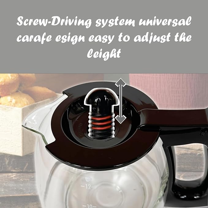 12 Cup Coffee Carafe Replacement, Compatible with Mr. Coffee Compatible Black&Decker Coffee Maker With Heads Three Different Heights, Universal Carafe Coffee Maker Pot Accessory, Black