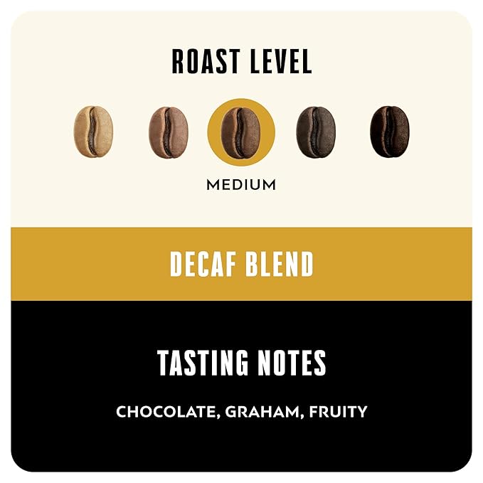 BLK & Bold Coffee-ish DECAF Whole Bean Coffee, Premium Medium Roast, 100% Arabica Beans, 12 oz Bag (2 Pack)