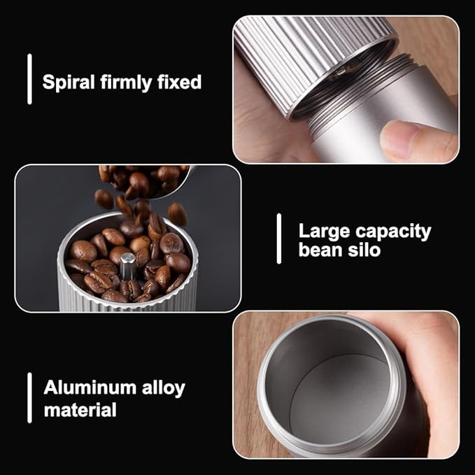 Manual Coffee Grinder, Adjustable Hand Espresso Mill with Solid Wood Handle Stainless Steel Conical Burr Machine for French Press Moka Pot