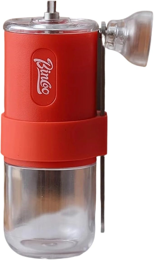 Manual Coffee Grinder, Portable Adjustable Bean Mill Small Hand-Cranked Coffee Grinding Tool for Home Travel (Red)