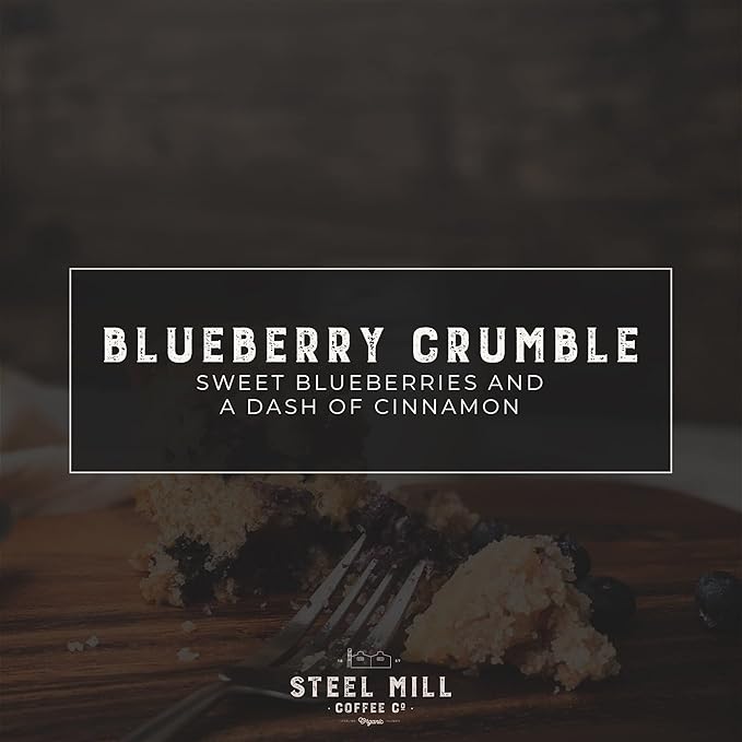 Steel Mill Coffee Co. - Blueberry Crumble Flavored Coffee - Whole Bean Coffee - Medium Roast - Regular - 100% Arabica Beans - Vegan - Gluten-Free - Sugar-Free - 12 oz Bag
