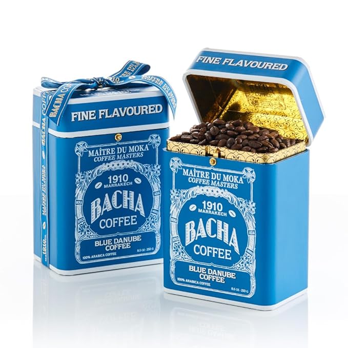 Bacha Coffee | Blue Danube Fine Flavoured, Whole Beans, Medium Roast, 100% Arabica Specialty Coffee, 250g Signature Nomad Collection, Gift Box