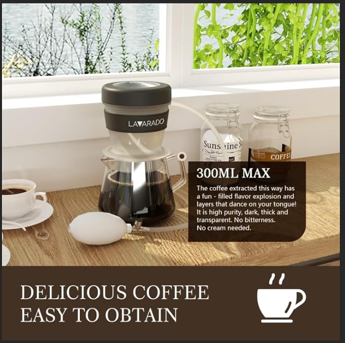 Air Pressure Coffee Maker, Manual Espresso Brewer No Electricity, Portable Handheld Coffee Maker for Home, Office & Travel, 0.3L Glass Pot