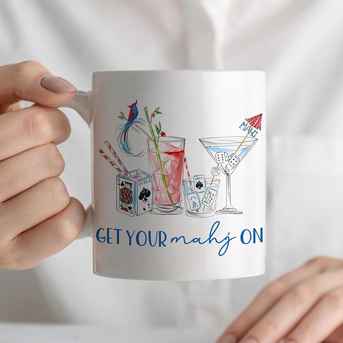 Mahjong Cocktail mug Gifts for Mah Jong Lover Players,mahjong gifts for women,Mah jong Accessories Ceramic Coffee Tea Mug 11 oz