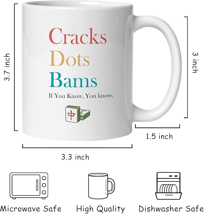 Mahjong Lover Gifts Mug, Mah Jong Accessories Coffee Cup Ceramic, Gift for Mah Jong Players Lovers, Mahjong Tiles Ceramic Coffee Tea Mug 11 oz