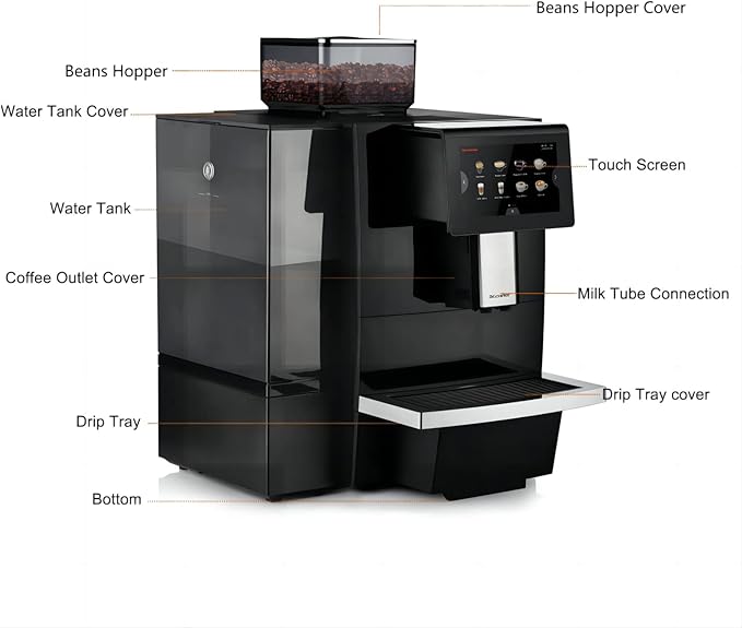 F11 Big Plus Super Automatic Espresso Machine, Coffee Machine with Latte, Americano and Cappuccino, 9 Grind Size Options for, Office, VIP Lounge and Business, Black Colour