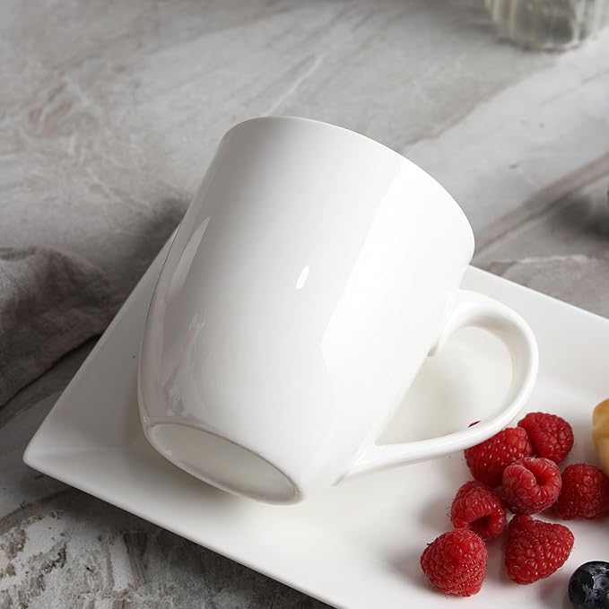 16OZ Ceramic Coffee Mugs Set, Large White Coffee Cups with Handles, Porcelain Mug Sets for Tea, Milk, Latte, Mocha, Cocoa, Cappuccino, Dishwasher Safe, Cups Gift for Holiday & Anniversary (6PCS)