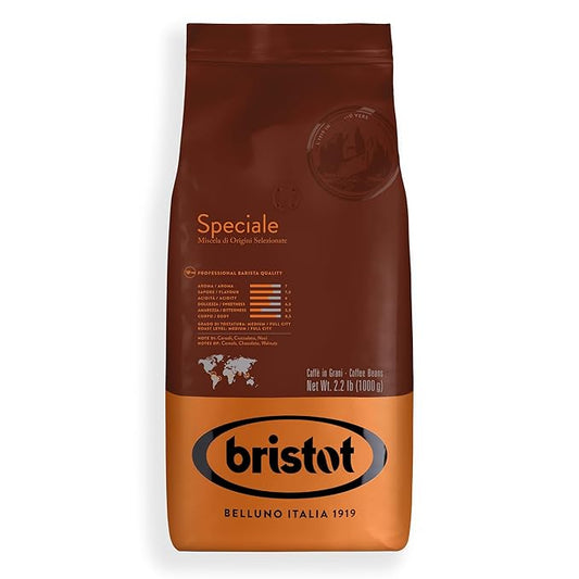 Bristot Speciale Italian Espresso Coffee Beans – Medium Roast, Low Acid, Whole Bean – 2.2 lb (1kg) Bag – Authentic Italian Coffee for Espresso, Cappuccino