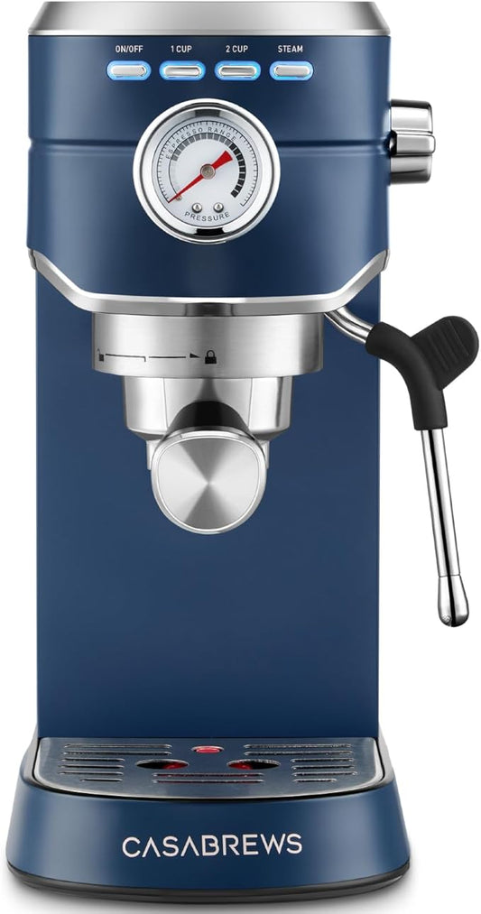 CASABREWS Espresso Machine 20 Bar, Professional Espresso Maker with Milk Frother Steam Wand, Espresso Coffee Machine with 34oz Removable Water Tank, Gift for Coffee Lovers, Coffee Gift, Sapphire Blue