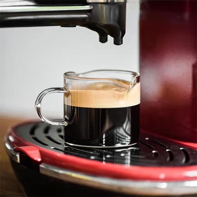 Jiodaueyu Glass Espresso Cups Set of 2, 4 OZ Double Spouts Cups, Espresso Coffee Bar Espresso Accessories