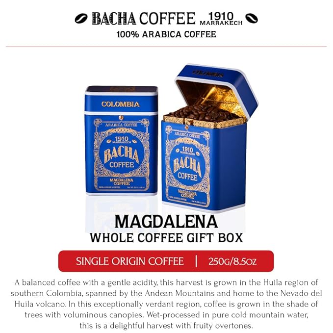 Bacha Coffee | Magdalena Single Origin, Whole Beans, Medium Roast, 100% Arabica Specialty Coffee, 250g Signature Nomad Collection, Gift Box