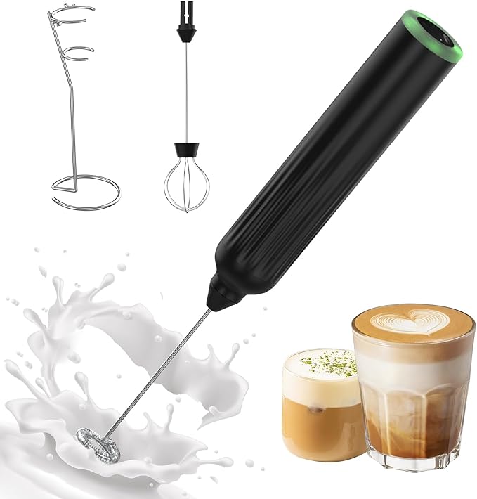 Mulli Milk Frother for Coffee with Rechargeable and Stand Set,Handheld Frother Electric Whisk, Milk Foamer, Mini Mixer and Coffee Blender Frother for Frappe, Latte, Matcha