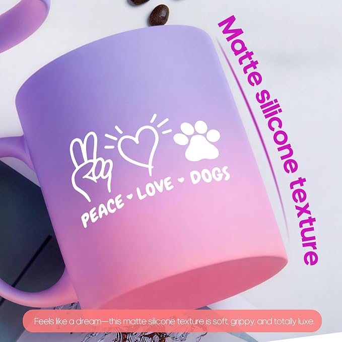 G MUGS Dog Lover Coffee Mug - Gift for Women Men,13oz Ceramic Tea Mug with Peace Love Dogs Design, Cute Paw Print & Heart Mug for Dog Owners Red And Yellow Mug