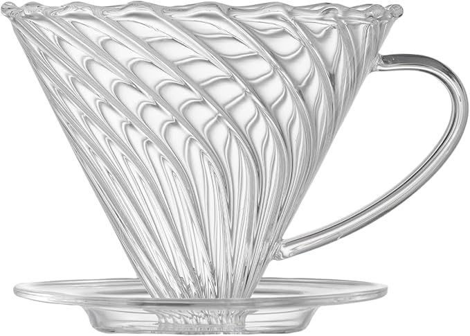 Vandroop Coffee Dripper, Resuable Pour Over Coffee Maker With Handle, Slow Brewing Coffee Pour Over for Cafe, Travel, Home&Offices, Single Cup Coffee Pour Over, #02 (Borosilicate Glass, 1-4 Cups)