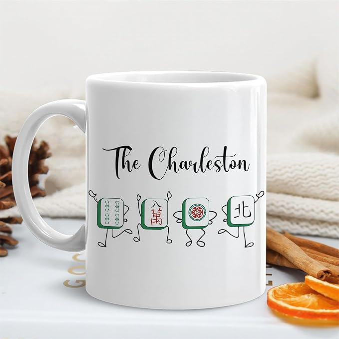 Chinese Mahjong mug, Mah Jong Lover Gifts for Mah Jong Players Coffee Cup for women,Mahjong Accessories Ceramic Coffee Tea Mug 11 oz