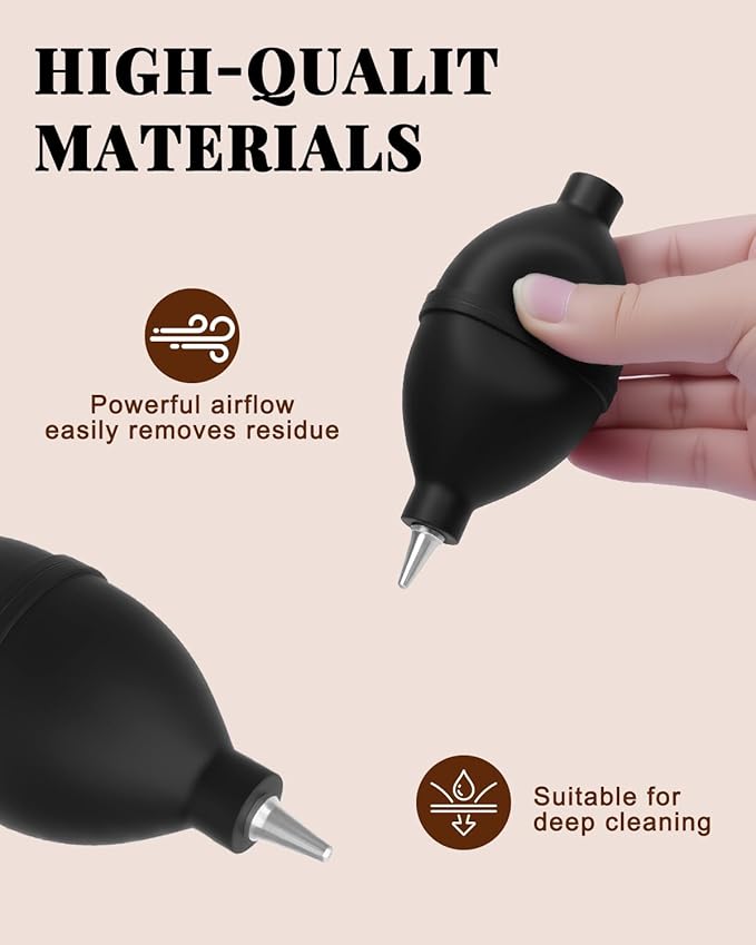 PROKITCHEN 3 Pcs Portafilter Espresso Kit – Ebony Bristle Coffee Brush, Coffee Grinder Brush & Air Blower – Espresso Tool Kit for Machine, Grinder, Countertop