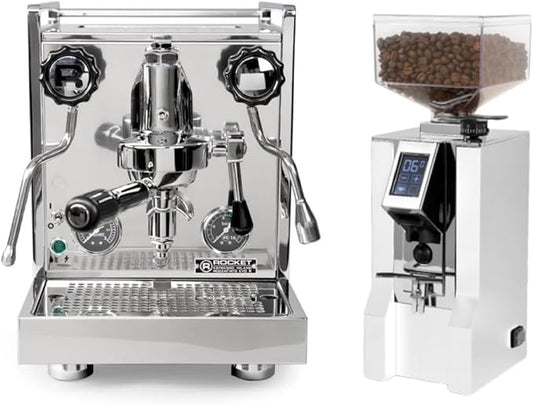 Rocket Espresso Mozzafiato R Espresso Machine and Eureka Mignon XL Grinder Bundle (White)