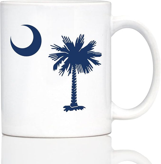 Bevvee South Carolina Flag Coffee Mug - State Themed Drinking Decor and Gifts for South Carolinians - 11oz White Ceramic Mug
